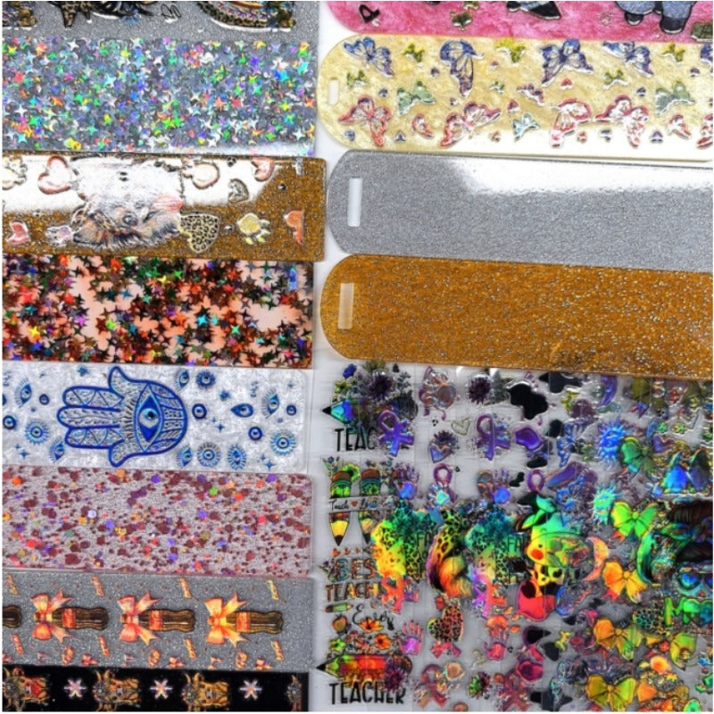 Wholesale Random Holographic Stickers 20/50/100pcs UV DTF Wraps Pen Sticker & Cartoon Random Styles Bookmark Stickers for Crafts Wraps